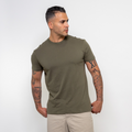Camiseta de cuello redondo en verde oliva - suave, cómoda y versátil