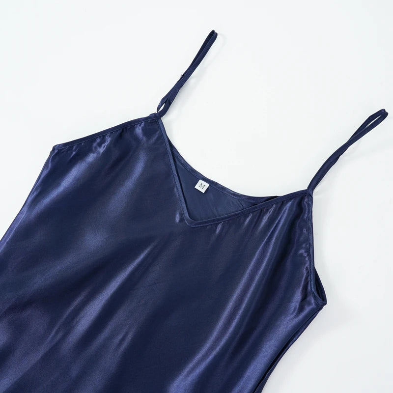 Ice Silk Suspender Nightdress Women'S Thin Sexy Adjustable Shoulder Strap Pajamas Loose Home Clothes M-2XL