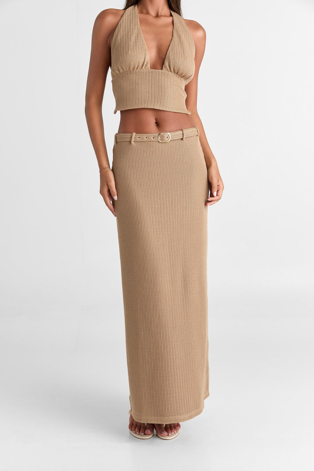 Falda maxi Haven en tono arena