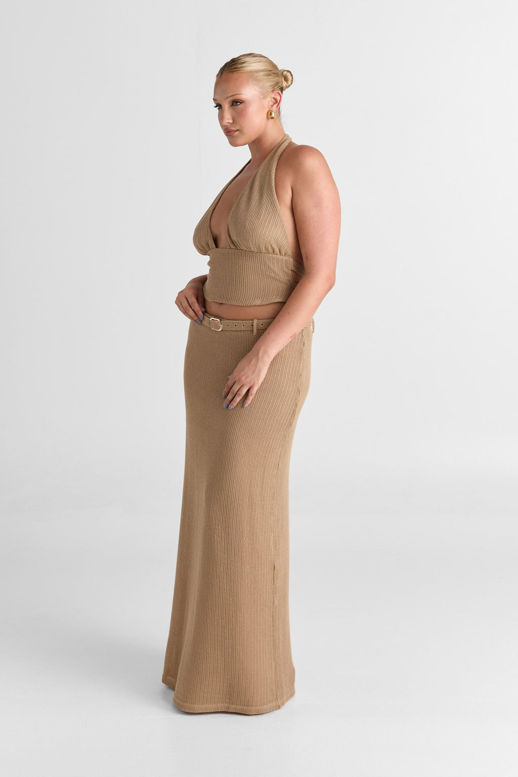 Falda maxi Haven en tono arena