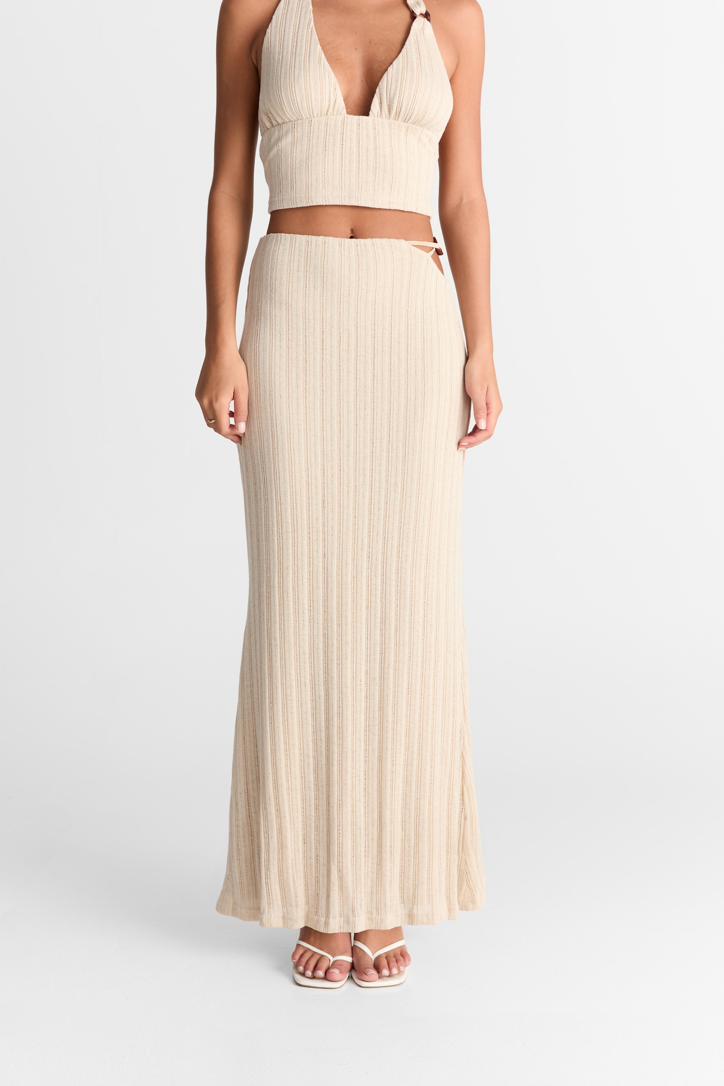 Falda maxi Eden Almendra - Fluida, Largo maxi elegante