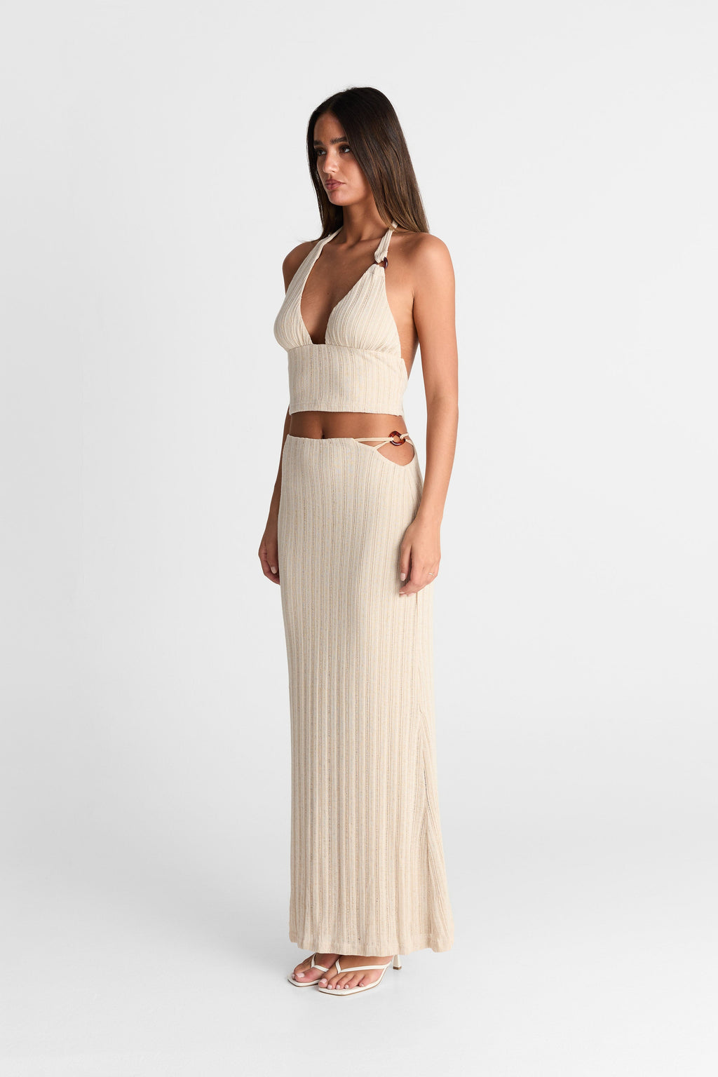 Falda maxi Eden Almendra - Fluida, Largo maxi elegante