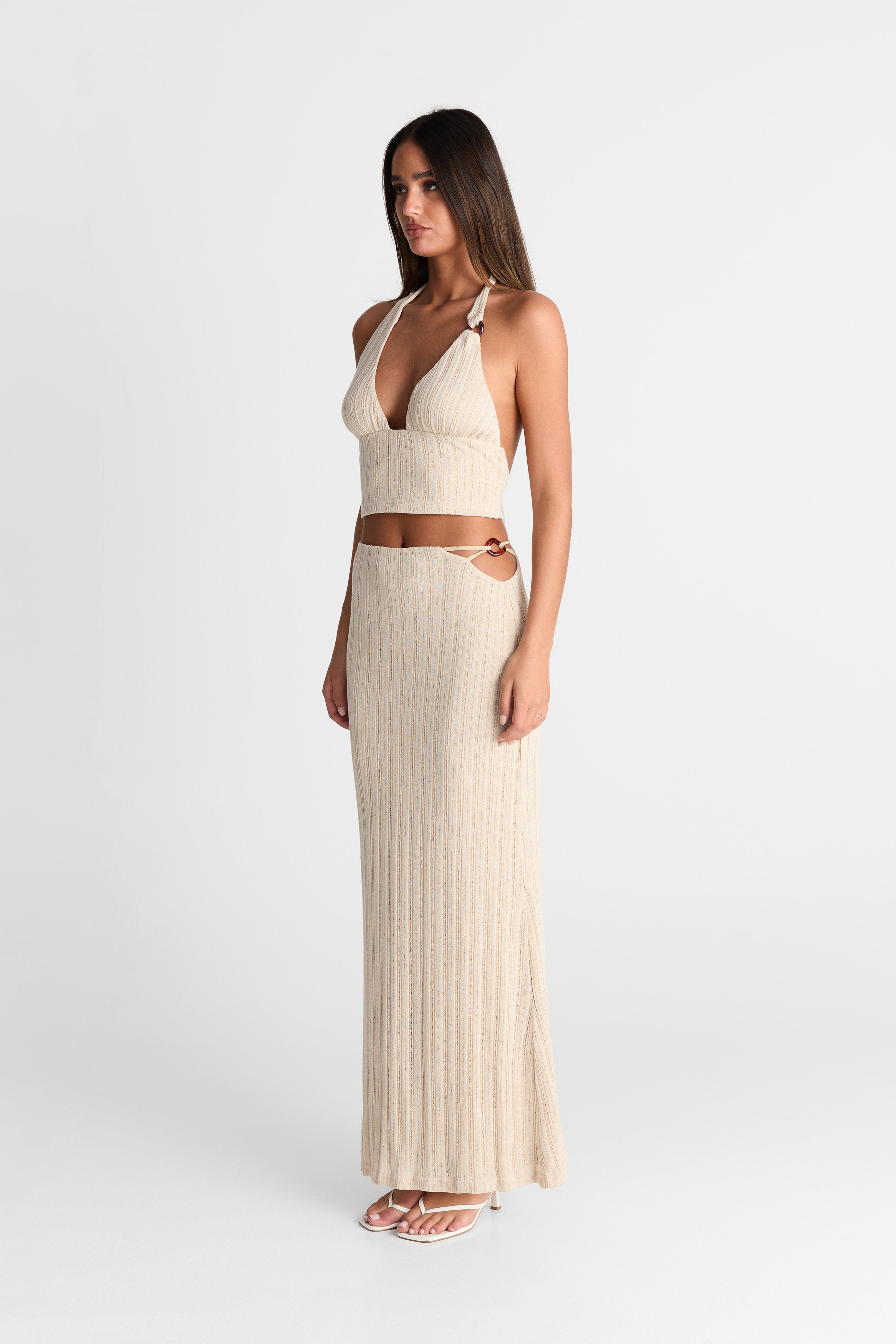 Falda maxi Eden Almendra - Fluida, Largo maxi elegante