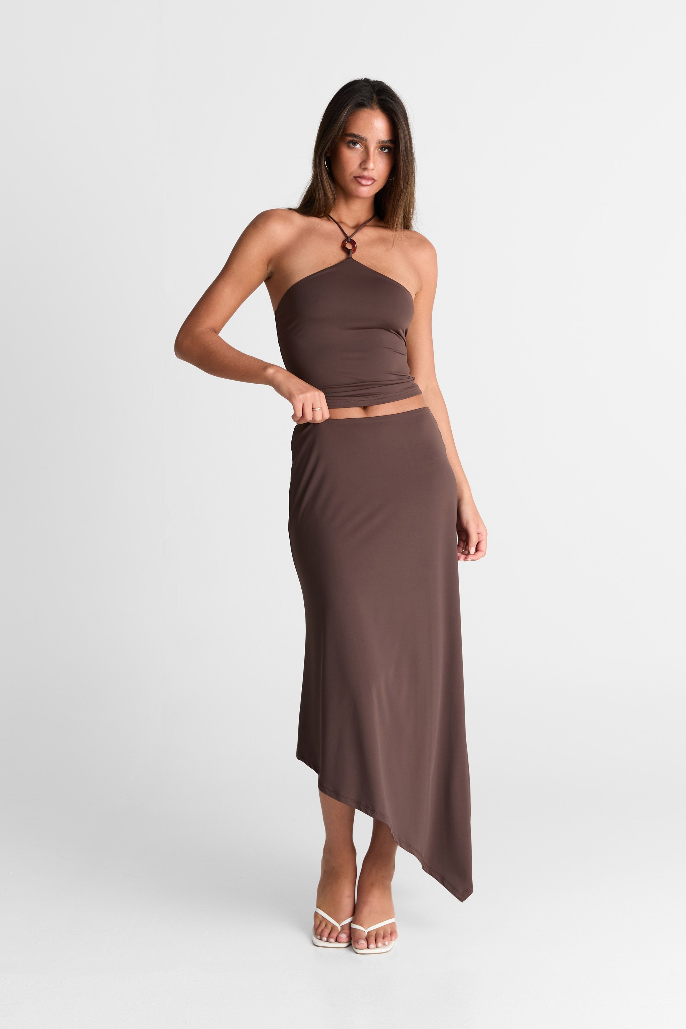 Falda maxi Lyra en chocolate