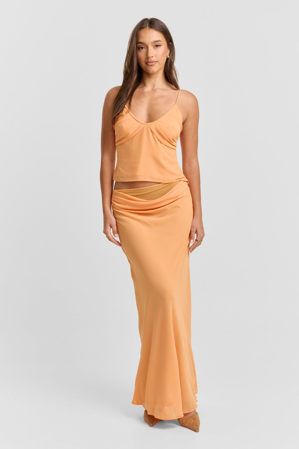 Falda maxi Juniper Tangerine - Fluida, Naranja vibrante