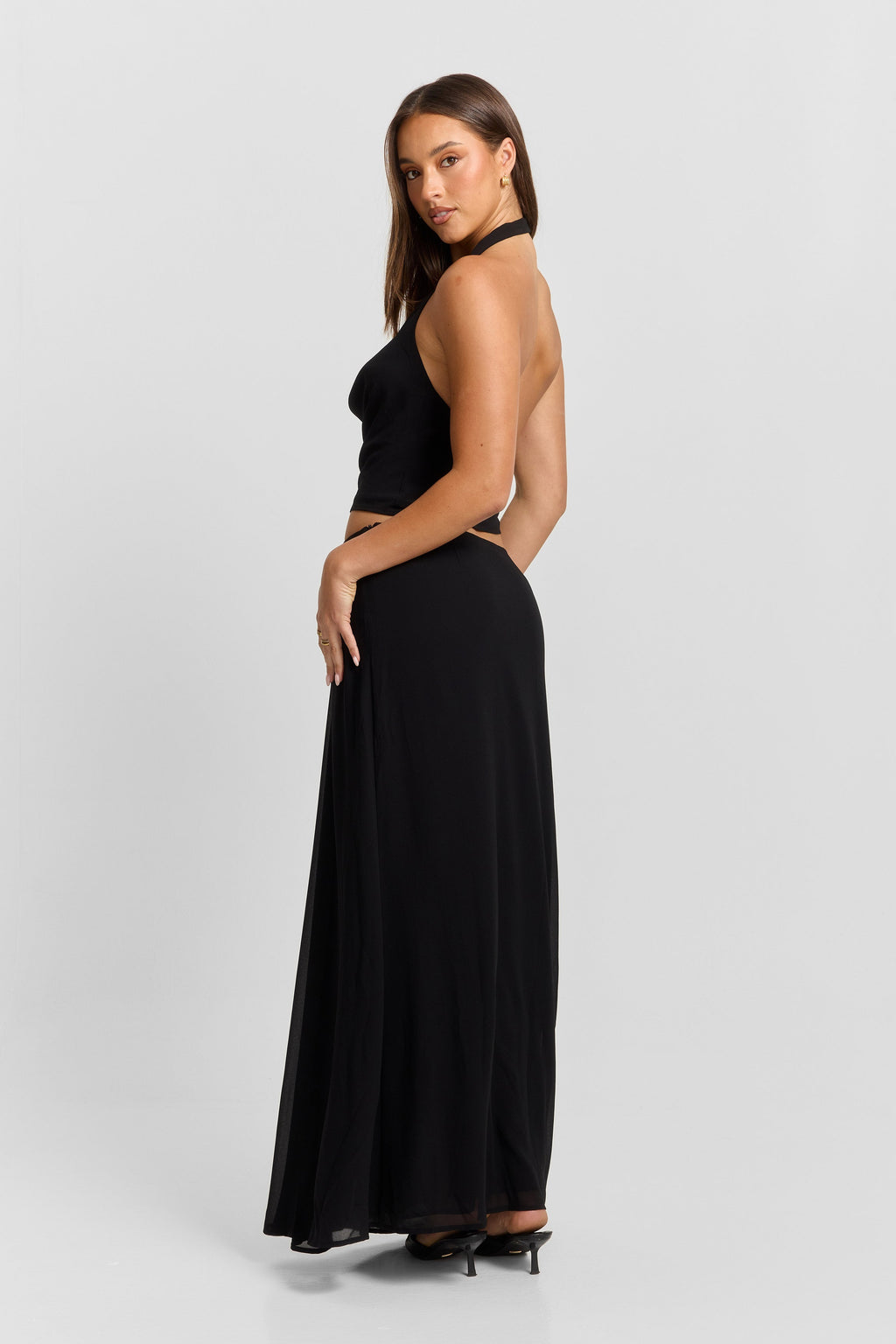 Falda maxi negra Seraphina - Caída suave y de largo hasta el suelo