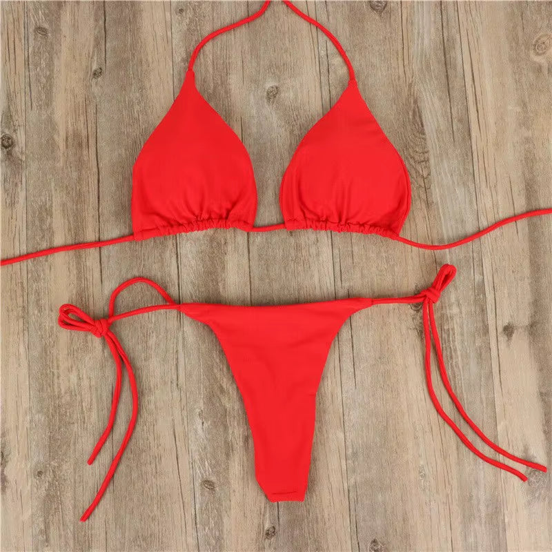 Traje de baño de verano para mujer, conjunto de Bikini Sexy con sujetador acolchado de realce, Tanga, traje de baño de dos piezas, ropa de playa, trajes de baño sexis para mujer