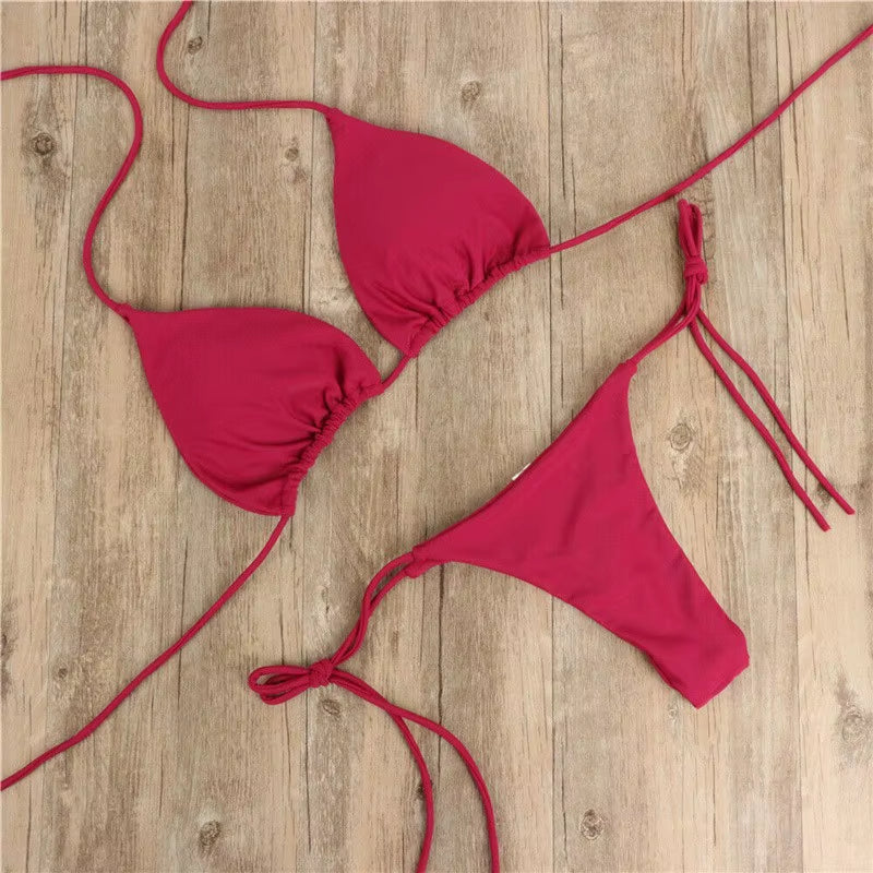 Traje de baño de verano para mujer, conjunto de Bikini Sexy con sujetador acolchado de realce, Tanga, traje de baño de dos piezas, ropa de playa, trajes de baño sexis para mujer