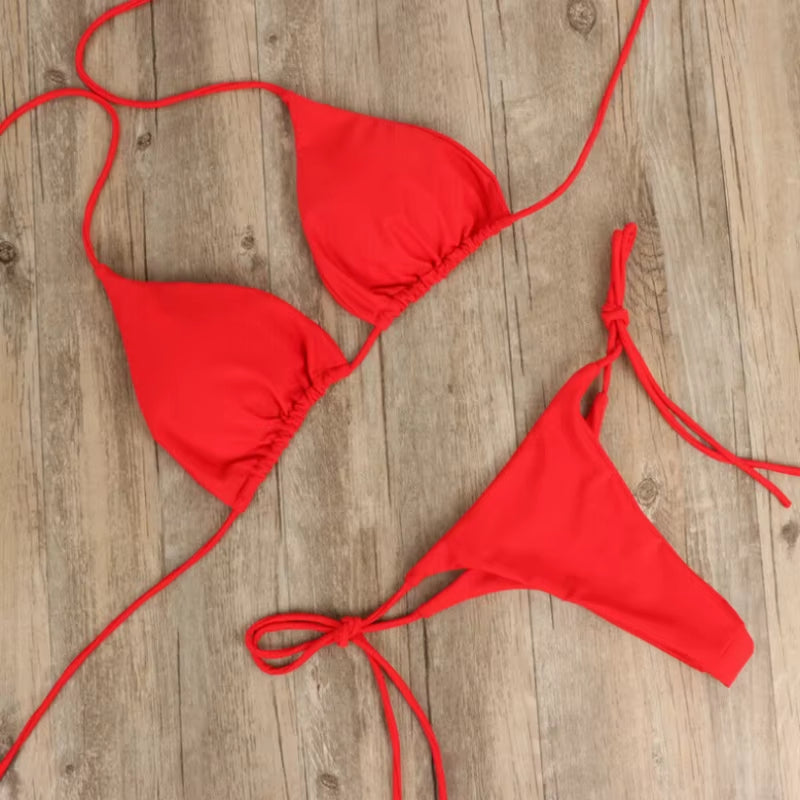 Traje de baño de verano para mujer, conjunto de Bikini Sexy con sujetador acolchado de realce, Tanga, traje de baño de dos piezas, ropa de playa, trajes de baño sexis para mujer