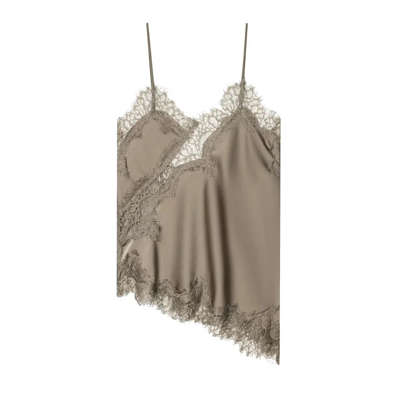 Asymmetric Lace Top Female Sexy Slip Backless Tops for Women Summer Camisole Sleeveless Tops Tanks & Camis Women'S Tops