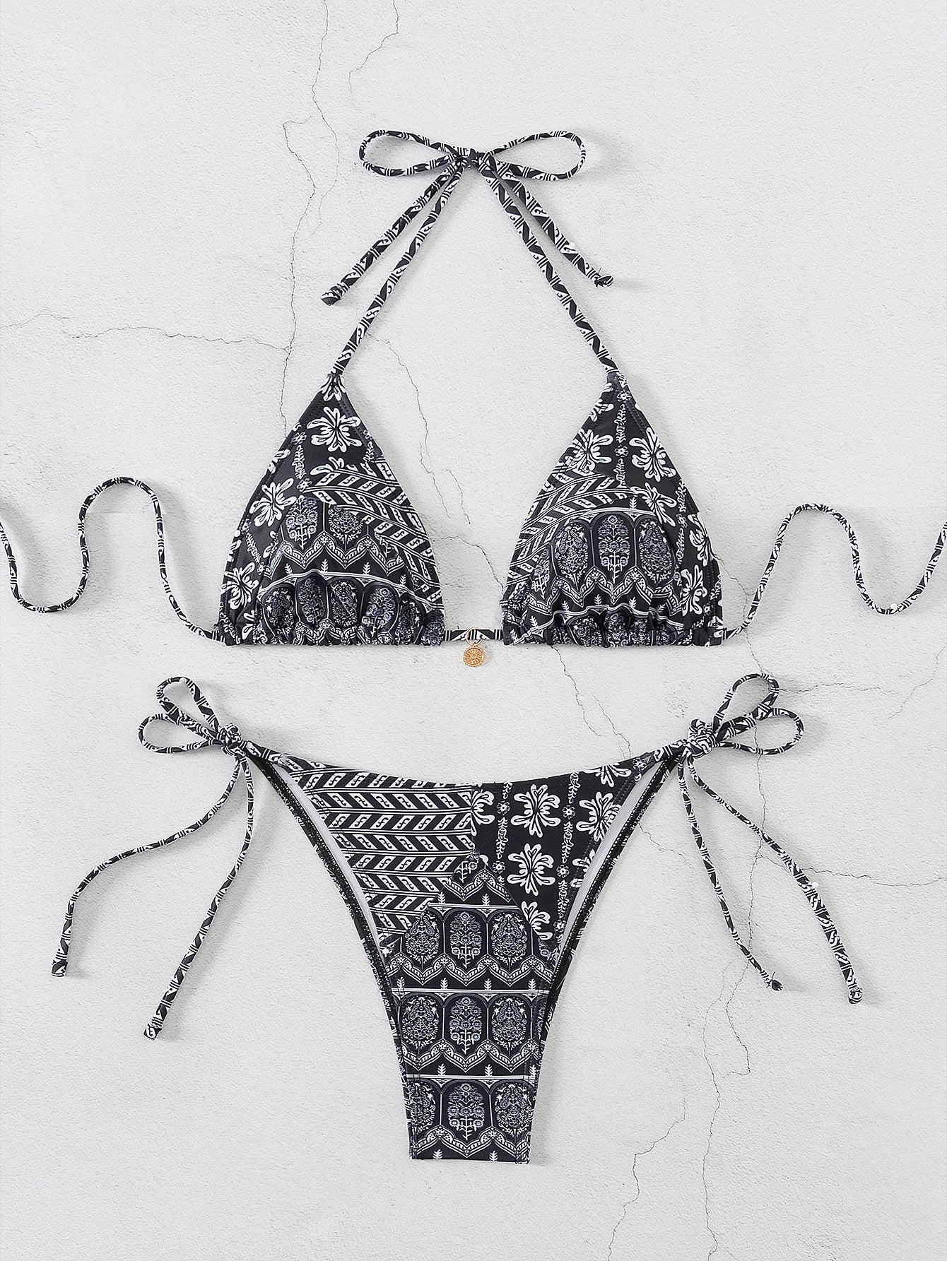 "2026 New Triangle Bikini Set - Floral Print Push up Swimsuit & Brazilian Bottoms"