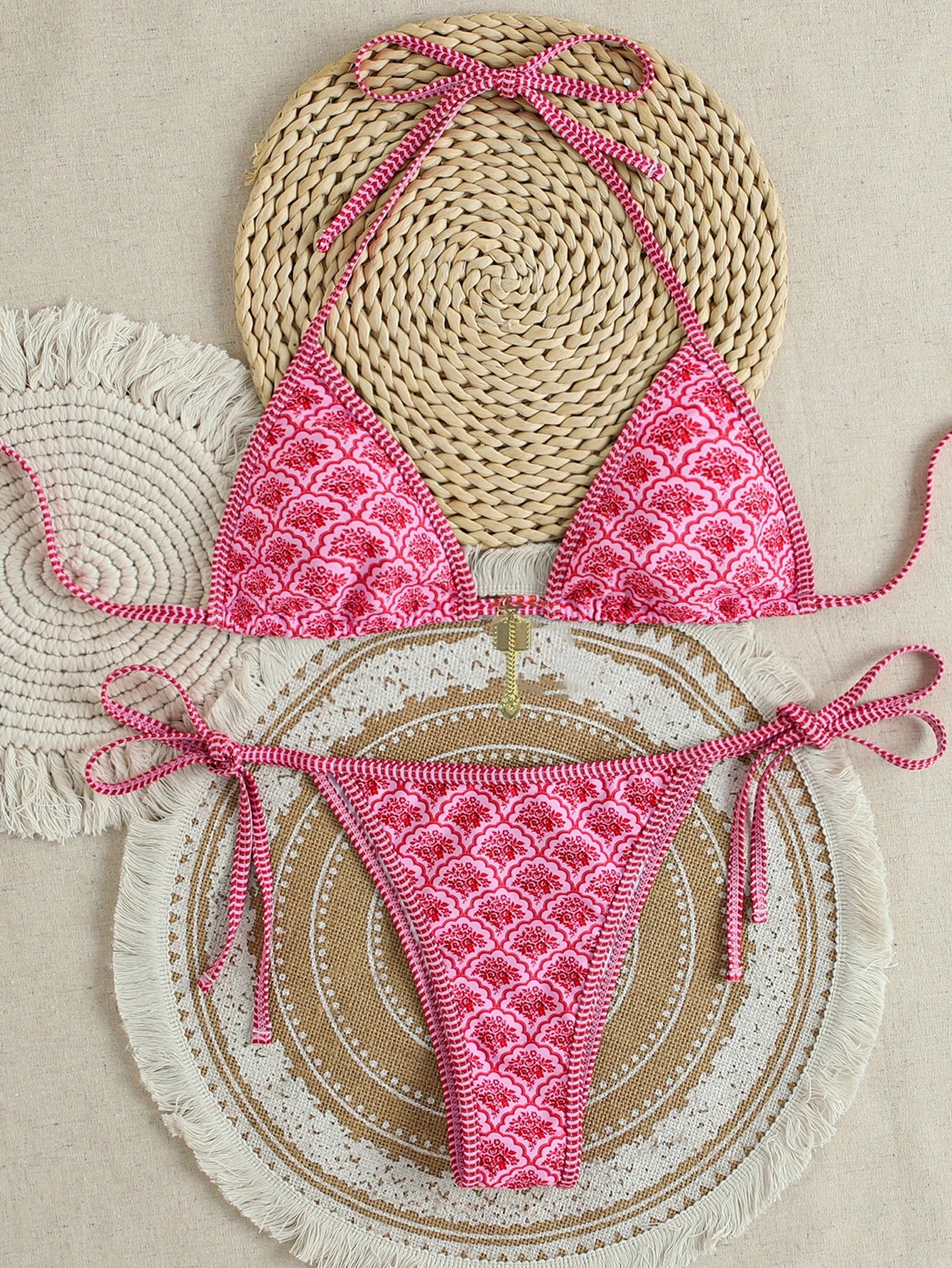 "2026 New Triangle Bikini Set - Floral Print Push up Swimsuit & Brazilian Bottoms"