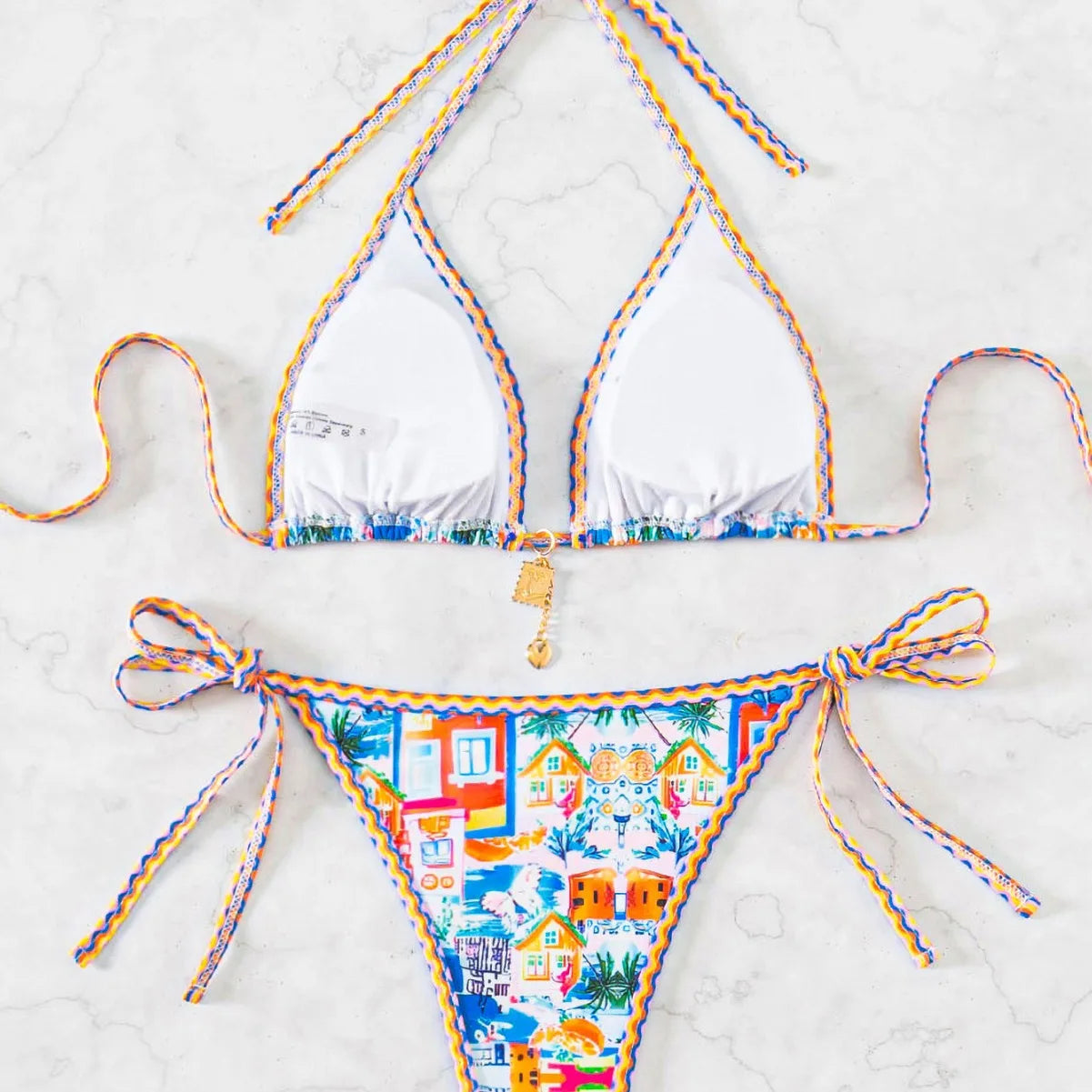 "2026 New Triangle Bikini Set - Floral Print Push up Swimsuit & Brazilian Bottoms"