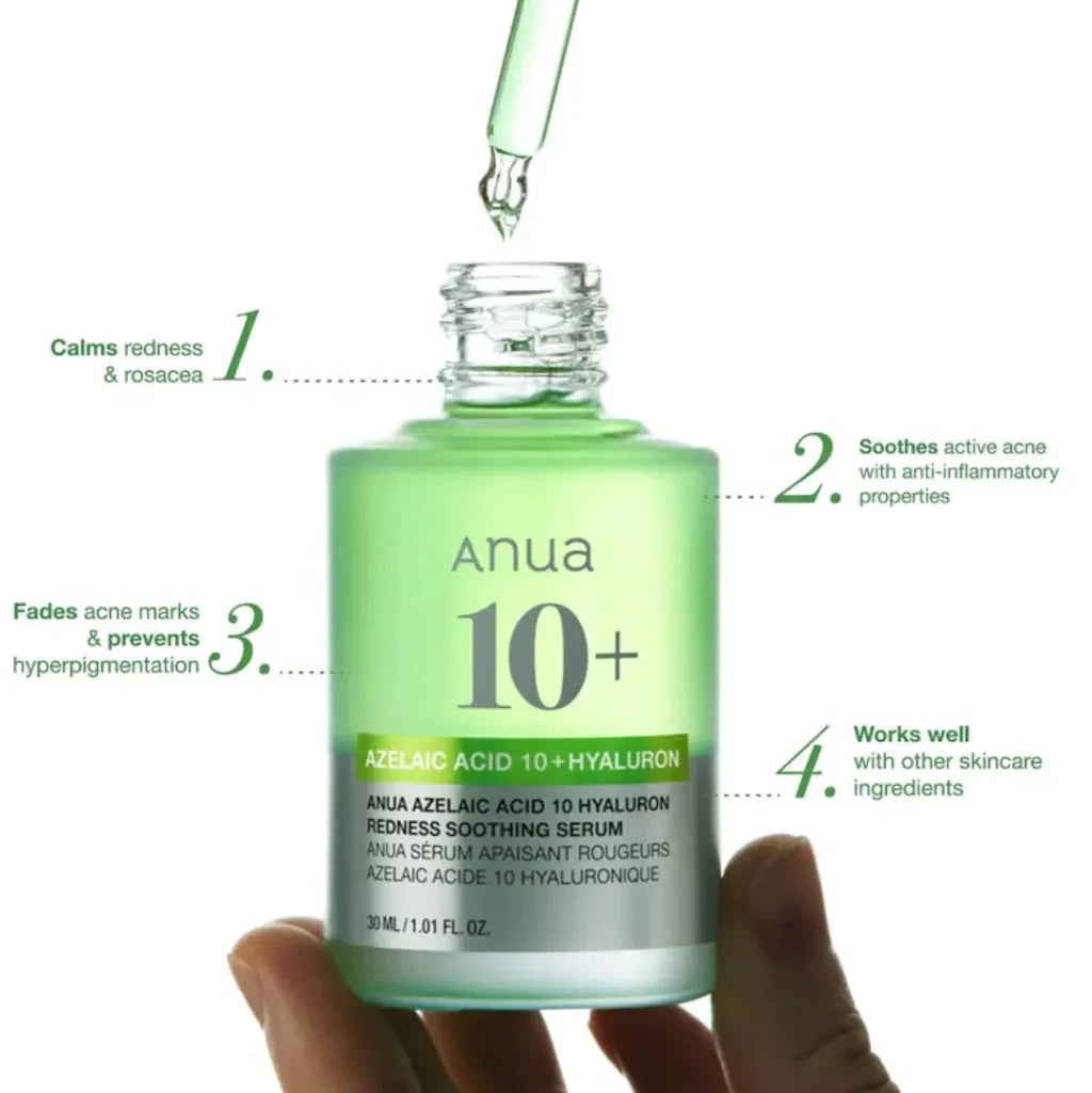 ANUA | Ácido azelaico al 10% y ácido hialurónico - Suero calmante para el enrojecimiento - 30 ml