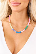 Collar de cuentas de resina marmórea vibrante