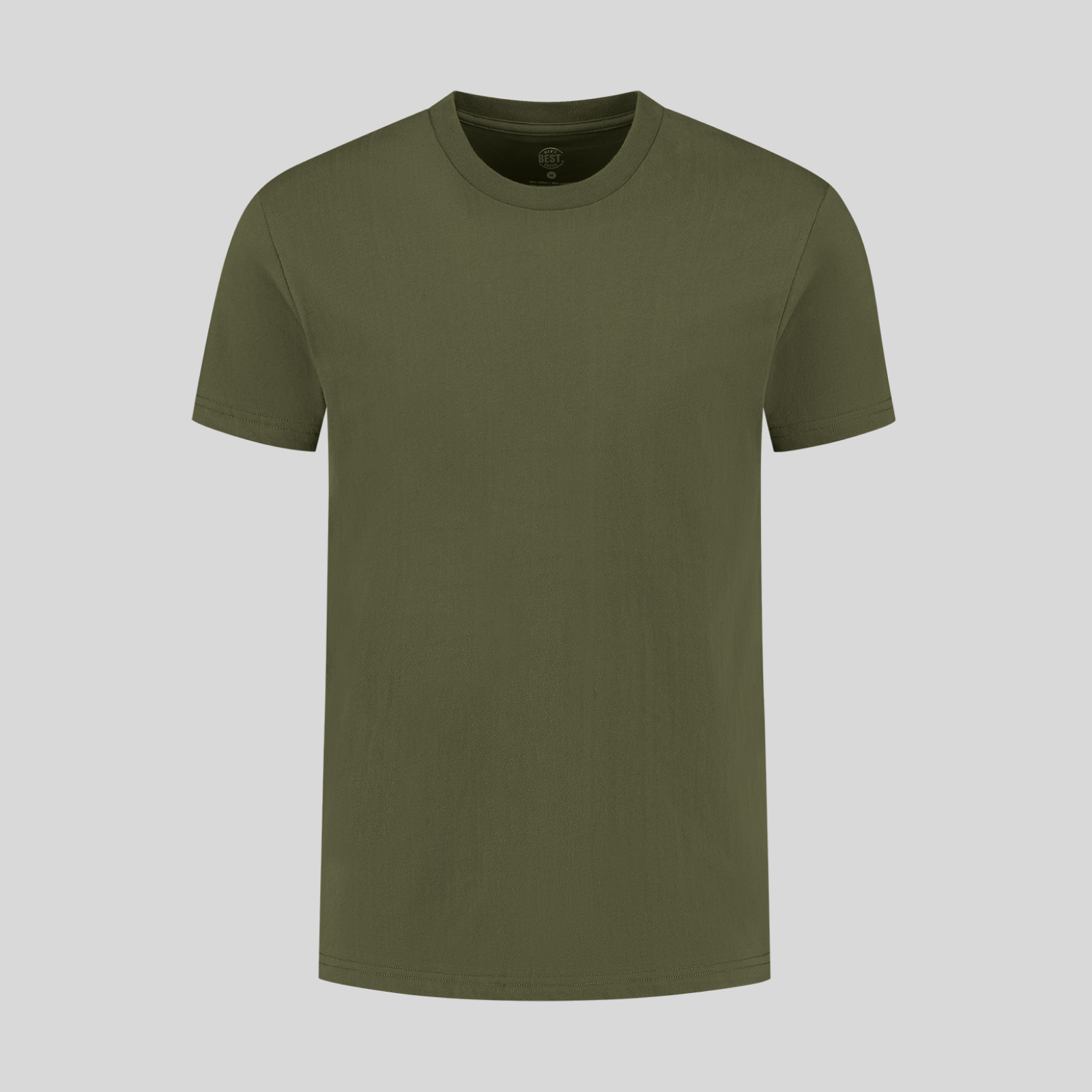 Camiseta de cuello redondo en verde oliva - suave, cómoda y versátil