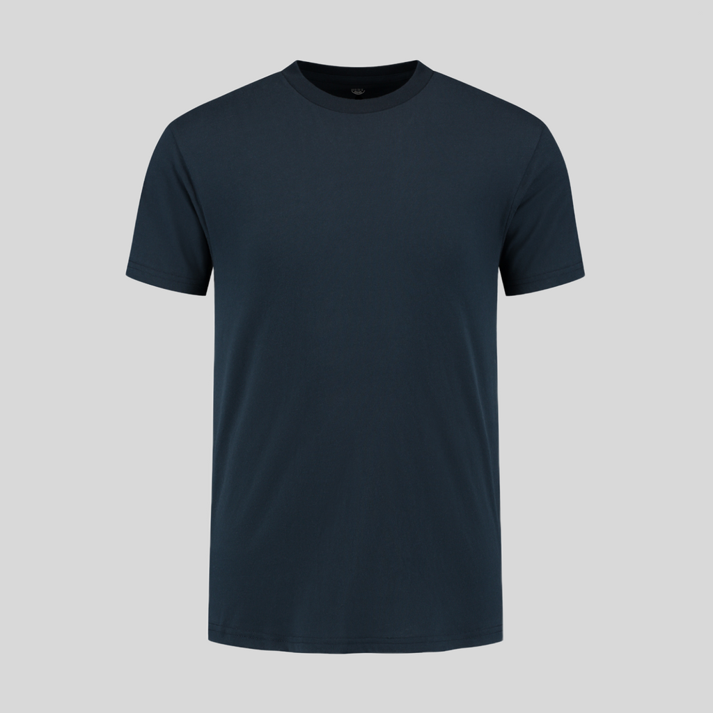 Camiseta de cuello redondo en azul marino — estilo clásico y cómodo
