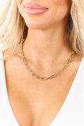 Collar bicolor de oro y plata con eslabones en forma de U