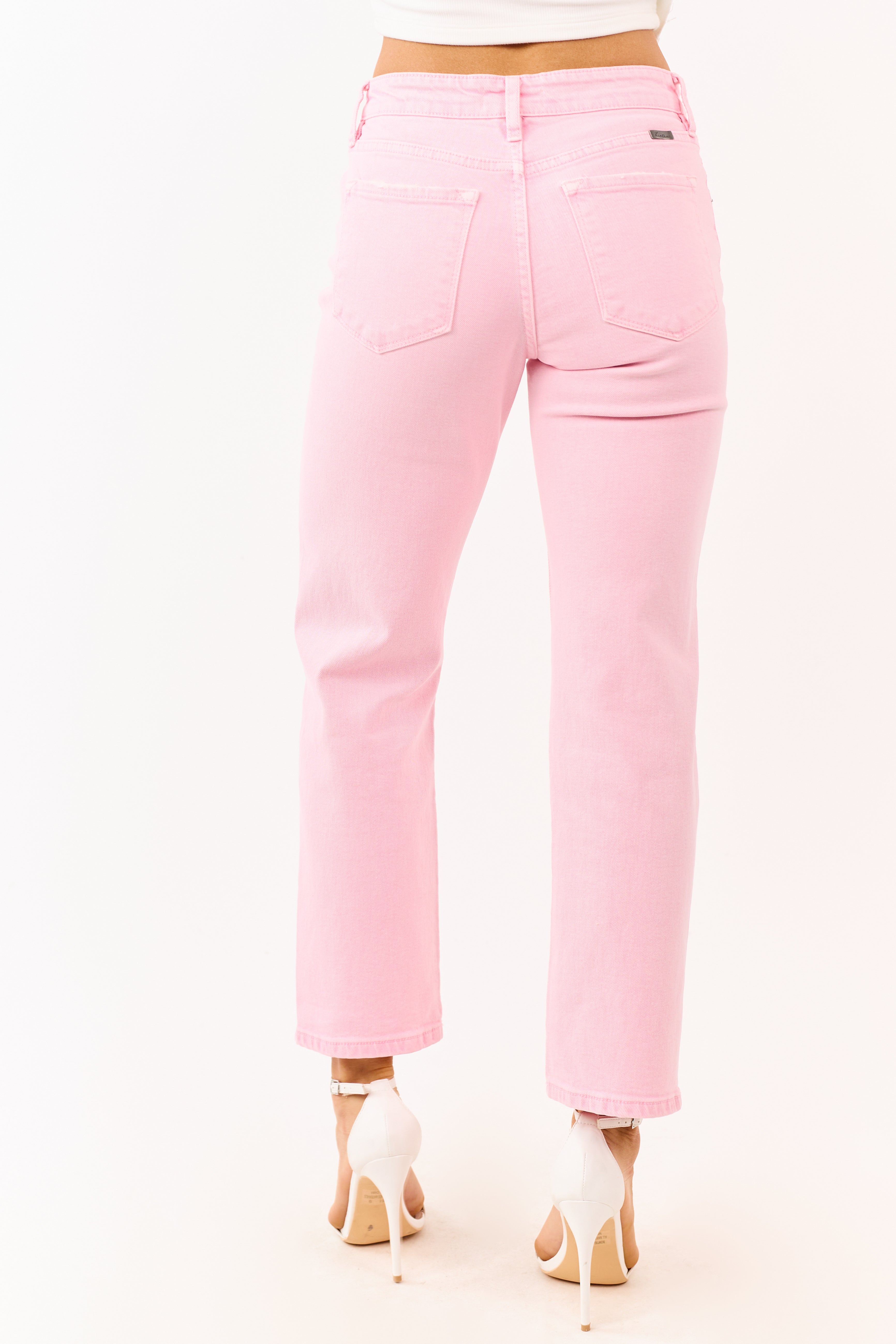 KanCan Jeans elásticos rosa bebé – tiro medio, corte recto