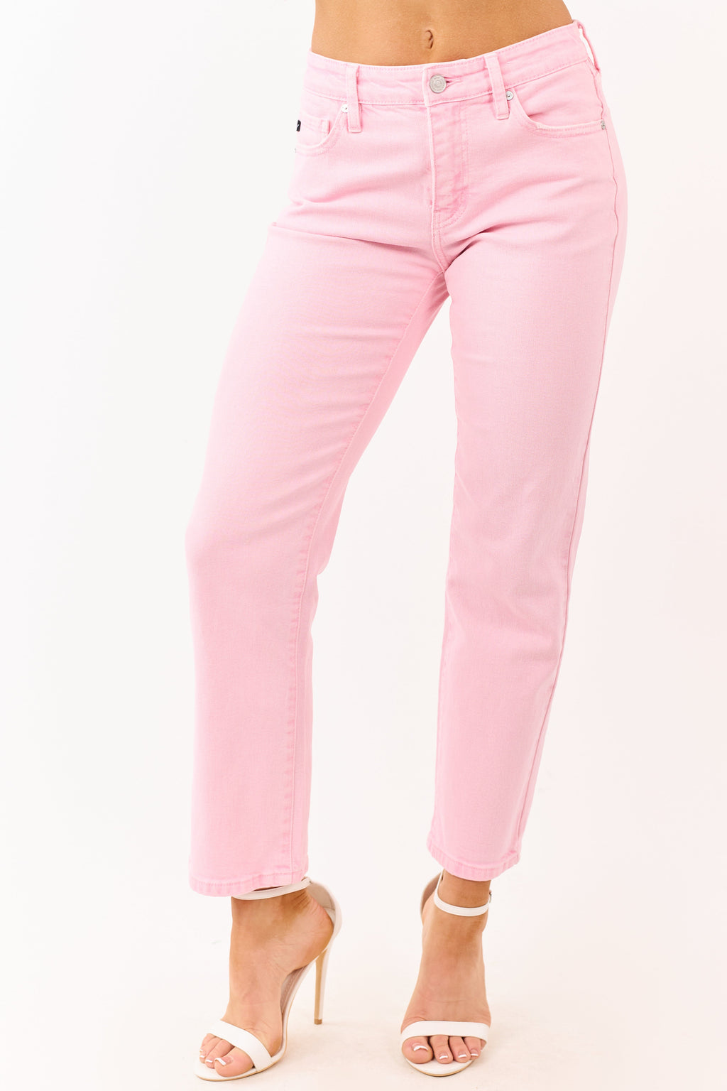 KanCan Jeans elásticos rosa bebé – tiro medio, corte recto