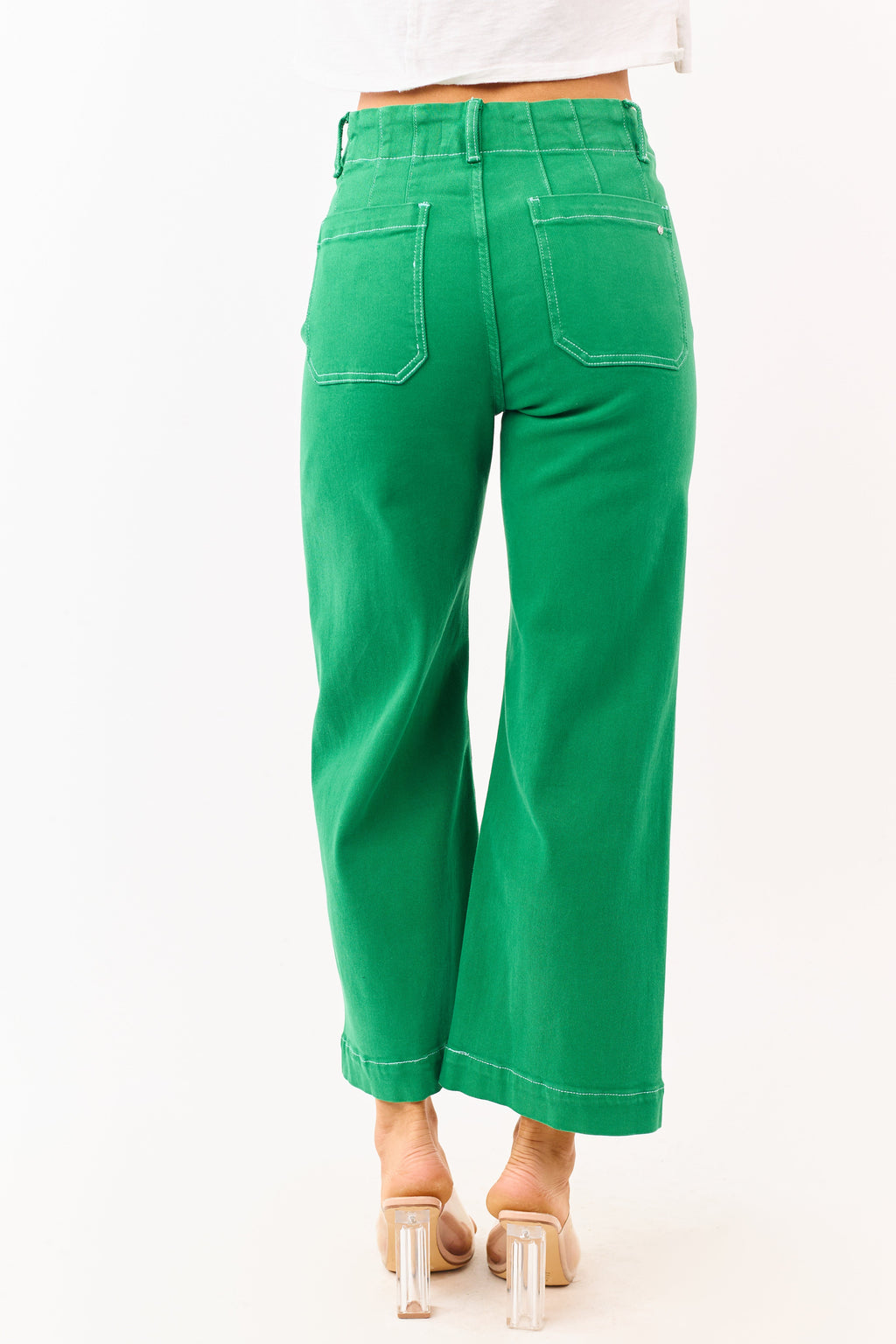 Vaqueros de denim Mica Shamrock elásticos, de pierna ancha y recortados