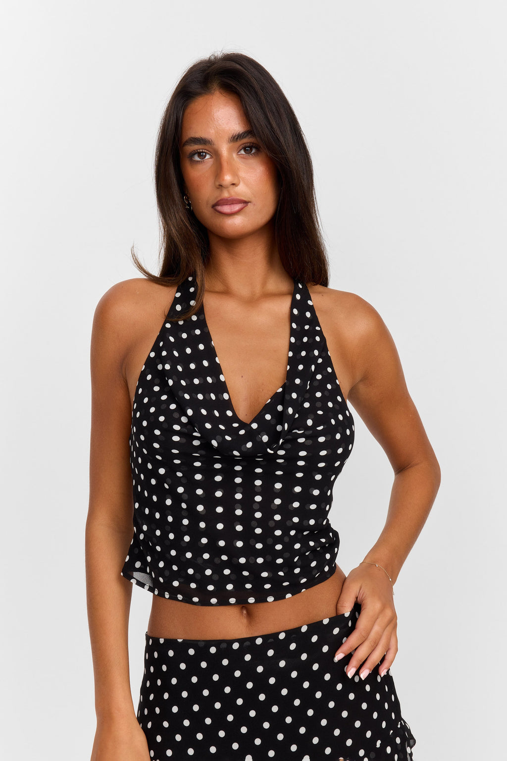 Colette top negro de lunares