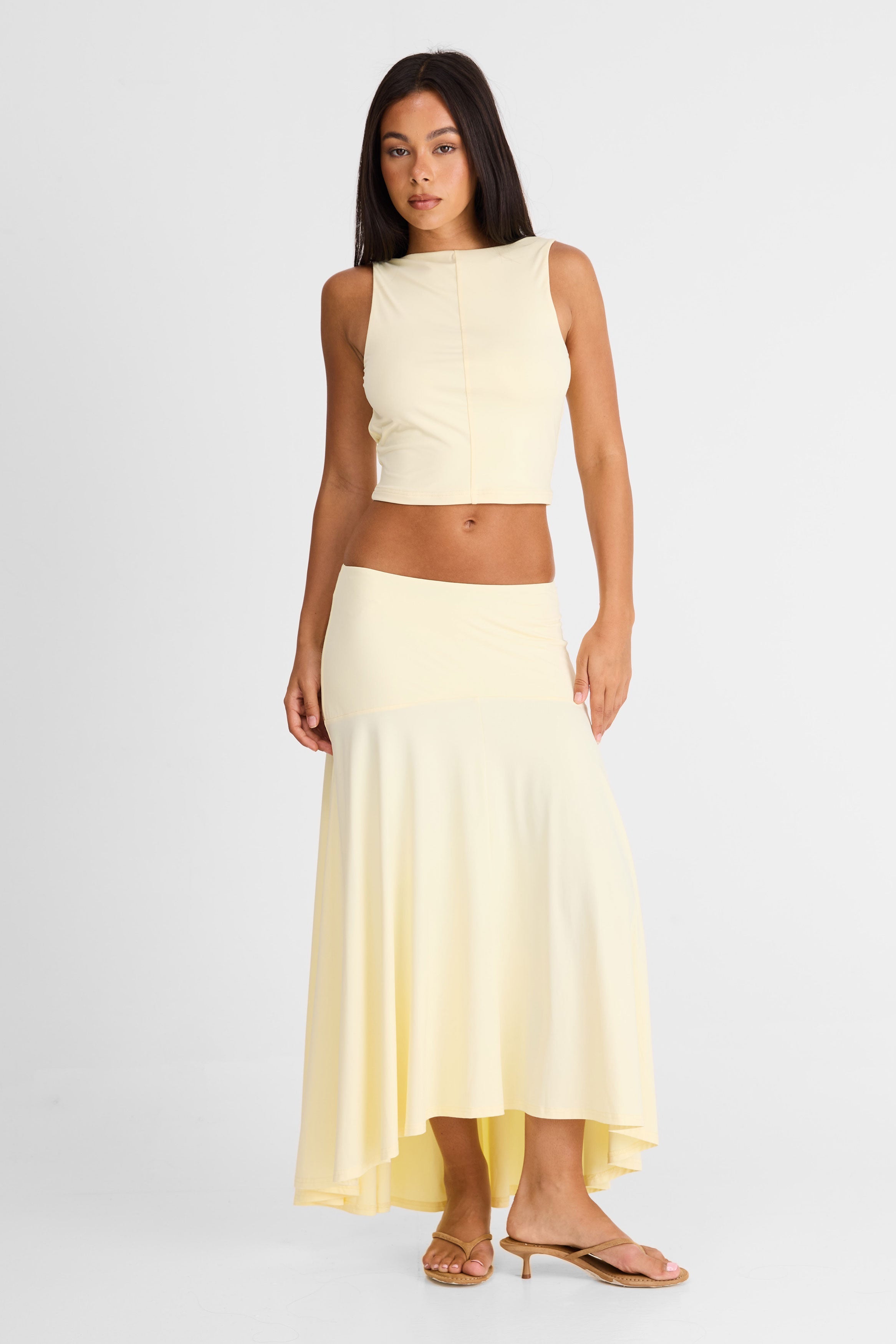 Falda maxi Talia en amarillo mantequilla