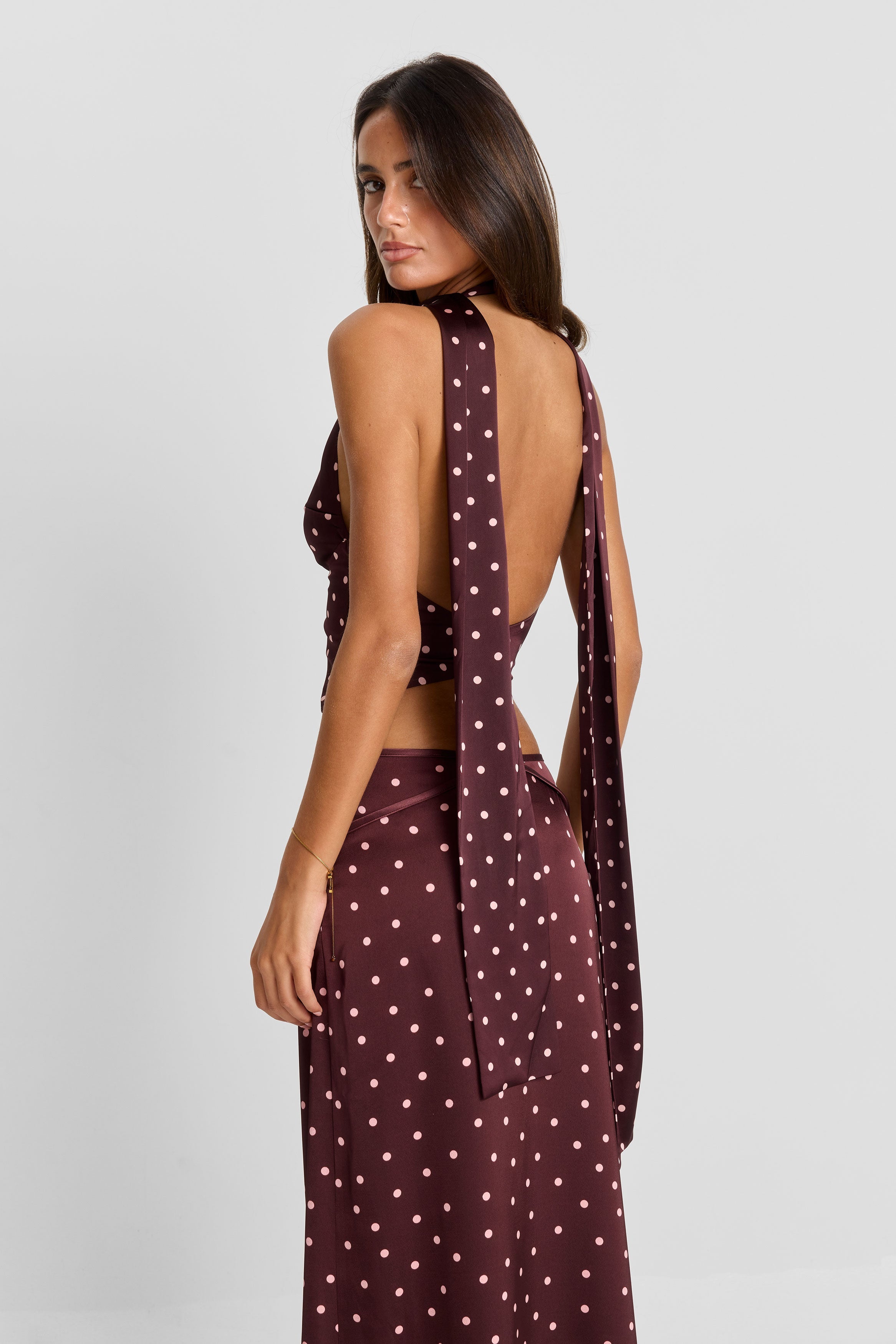 Cici Top Blusa elegante con estampado de lunares