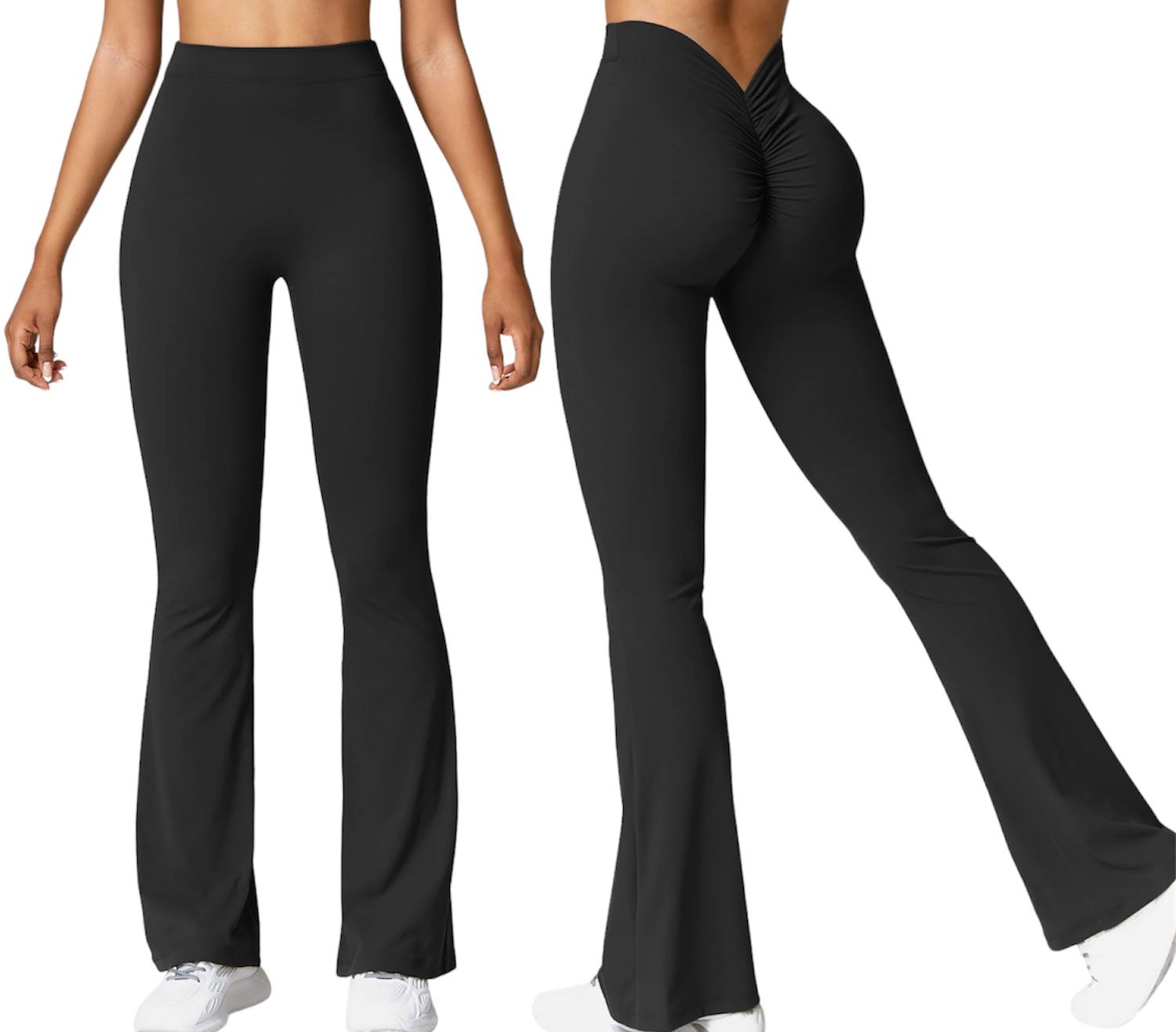 Leggings acampanados con espalda en V y efecto push-up