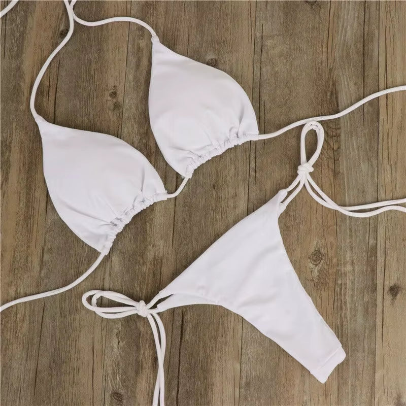 Traje de baño de verano para mujer, conjunto de Bikini Sexy con sujetador acolchado de realce, Tanga, traje de baño de dos piezas, ropa de playa, trajes de baño sexis para mujer