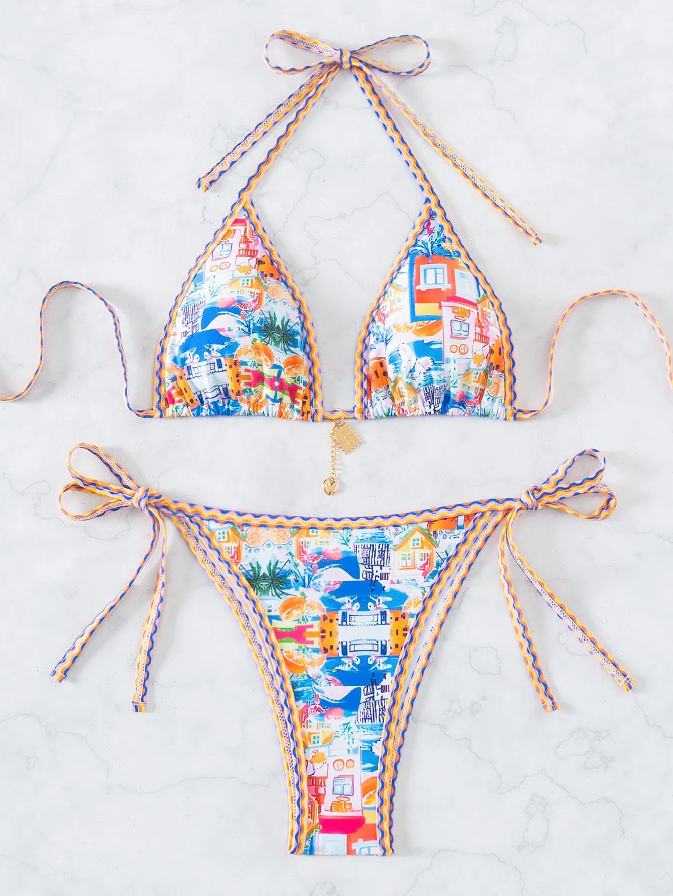 "2026 New Triangle Bikini Set - Floral Print Push up Swimsuit & Brazilian Bottoms"