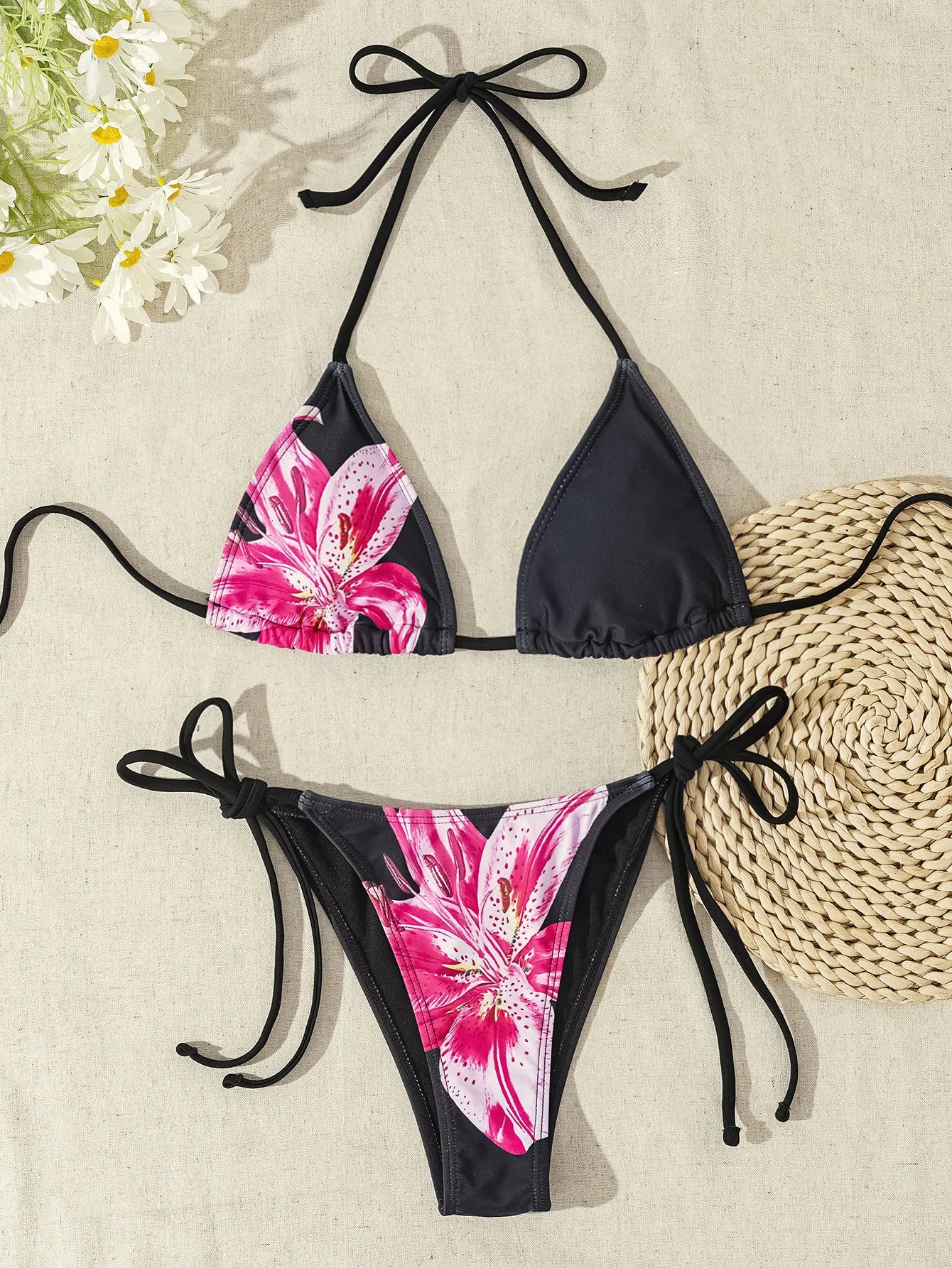 "2026 New Triangle Bikini Set - Floral Print Push up Swimsuit & Brazilian Bottoms"