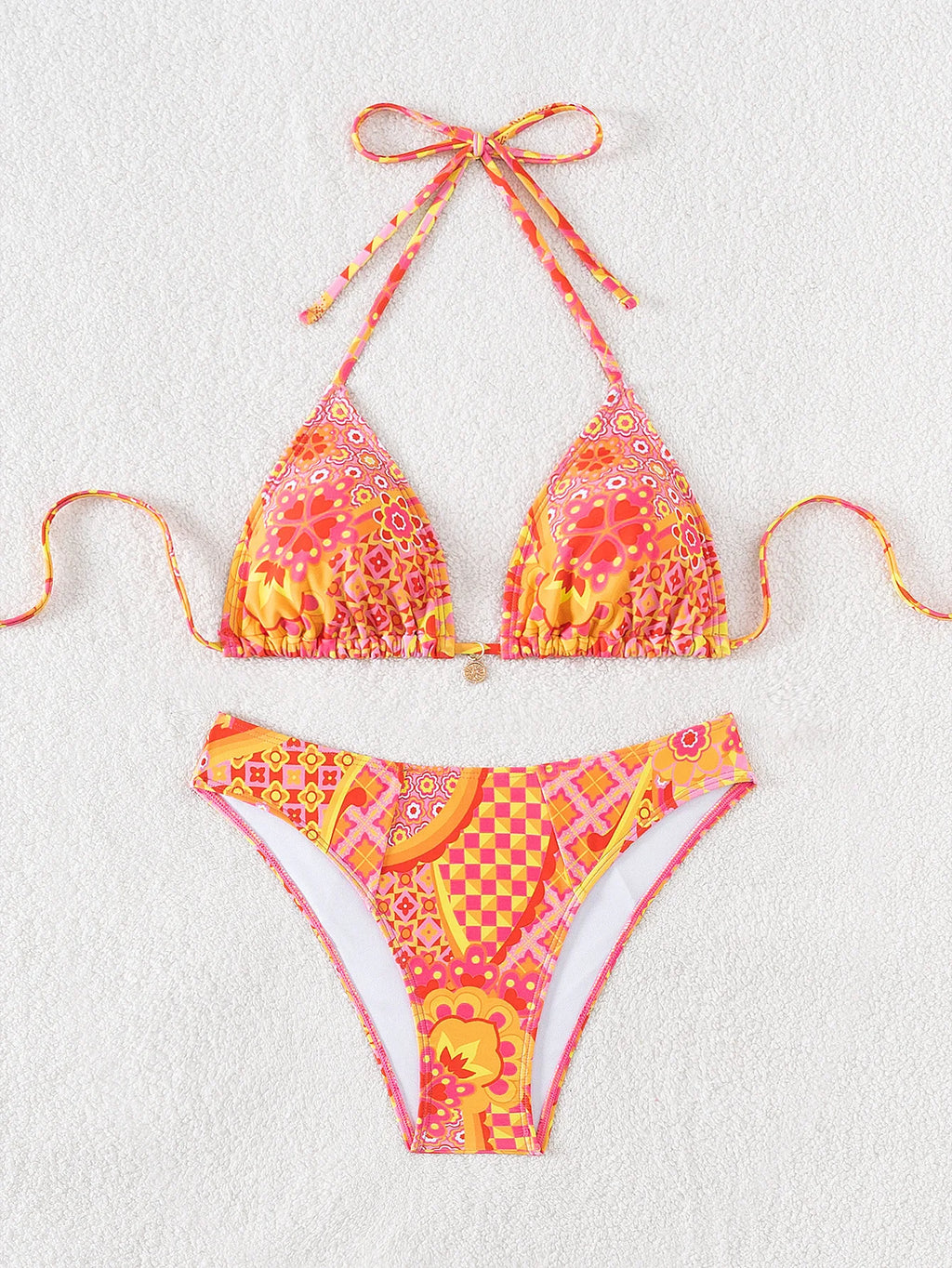 "2026 New Triangle Bikini Set - Floral Print Push up Swimsuit & Brazilian Bottoms"