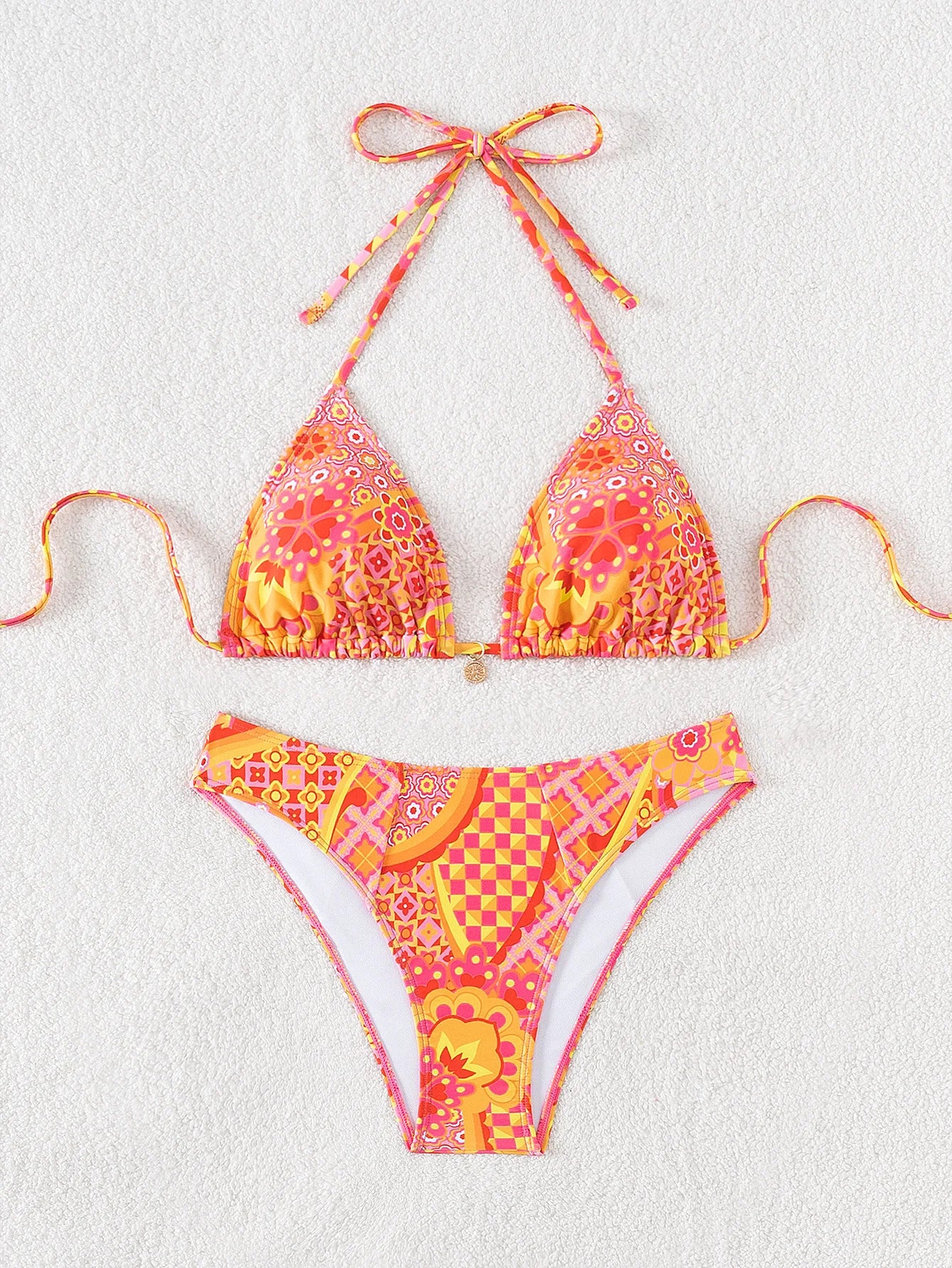 "2026 New Triangle Bikini Set - Floral Print Push up Swimsuit & Brazilian Bottoms"