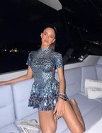 Ayla Azure Mini Dress - Dazzling Elegance for Unforgettable Evenings
