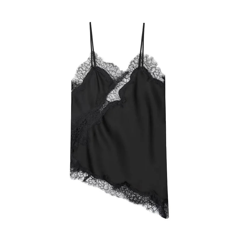 Asymmetric Lace Top Female Sexy Slip Backless Tops for Women Summer Camisole Sleeveless Tops Tanks & Camis Women'S Tops