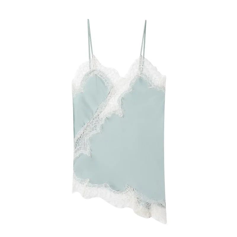 Asymmetric Lace Top Female Sexy Slip Backless Tops for Women Summer Camisole Sleeveless Tops Tanks & Camis Women'S Tops