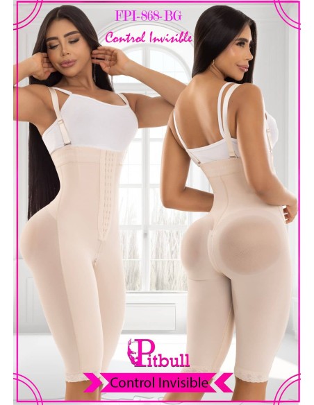 Faja Colombiana Postquirúrgica Invisible para Postparto con Broches y Cierre Perineal - Marca Pitbull FPI868